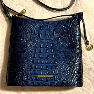 Brahmin Blue Crocodile Embossed Crossbody Bag